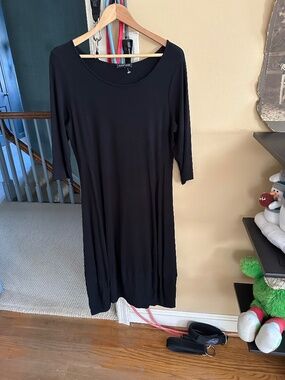 Eileen Fisher L black jersey dress